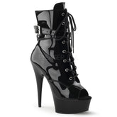 Pleaser DELIGHT-1033 Black Patent Ankle Boots - Shoecup.com